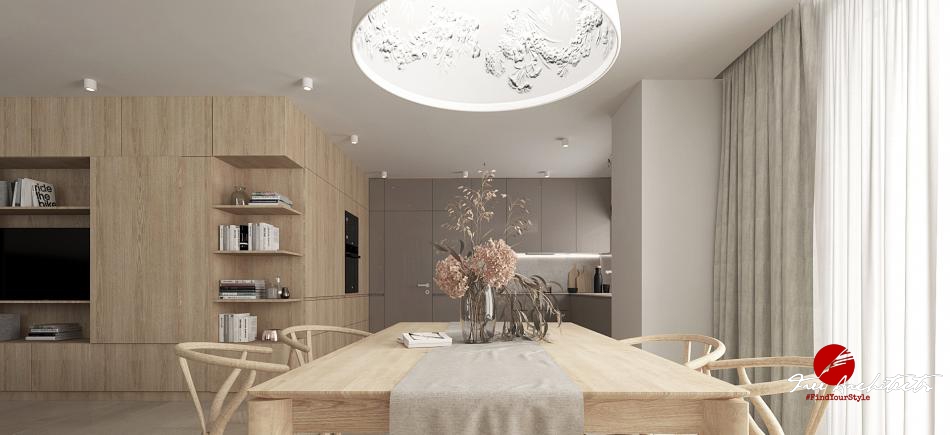 Private interior kitchen and dining room design Prague 2019